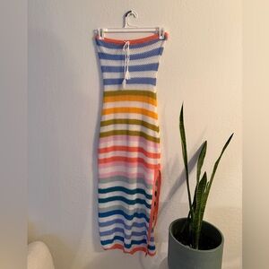 Colorful Knit Dress with Drawstring